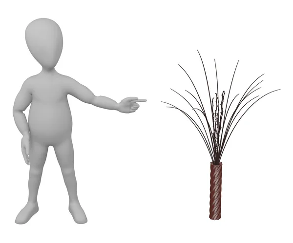 3D візуалізація мультиплікаційного персонажа з вазою — стокове фото