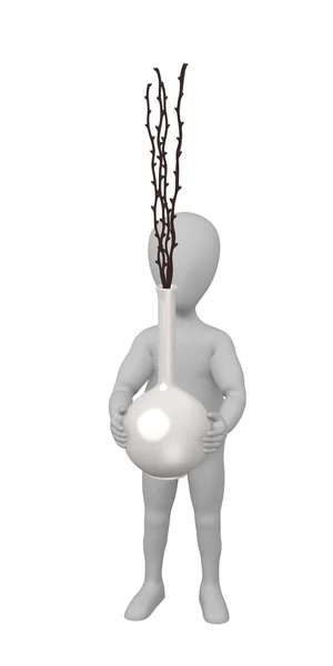 3D візуалізація мультиплікаційного персонажа з вазою — стокове фото