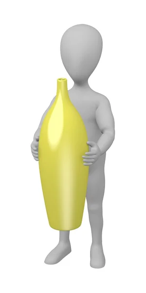 漫画のキャラクターの花瓶と 3 d のレンダリング — ストック写真