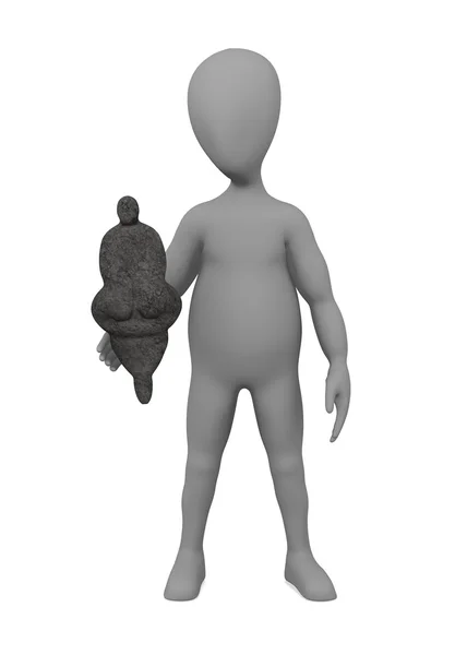 Rendering 3d del personaggio dei cartoni animati con statua di Venere — Foto Stock