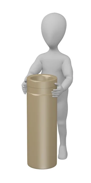 Renderização 3d de personagem de desenho animado com vaso — Fotografia de Stock