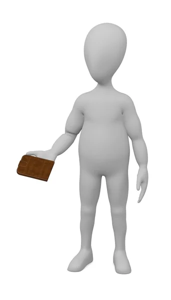 3d render of cartoon character with wallet — Stock Photo, Image