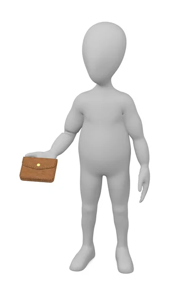 3d render of cartoon character with wallet — Stock Photo, Image