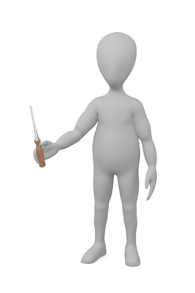 3d renderização de personagem de desenho animado com cinzel — Fotografia de Stock