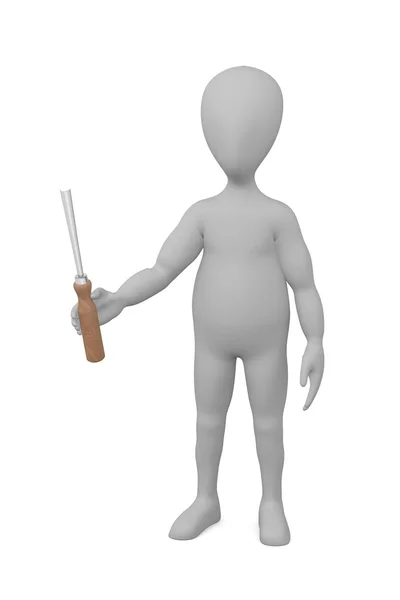 3D візуалізація мультиплікаційного персонажа з стамескою — стокове фото