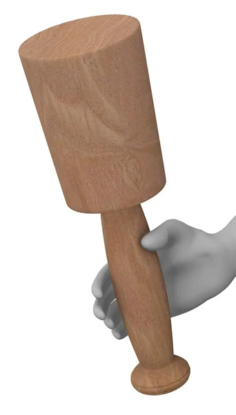 3d render of cartoon character with mallet — Stock Photo, Image