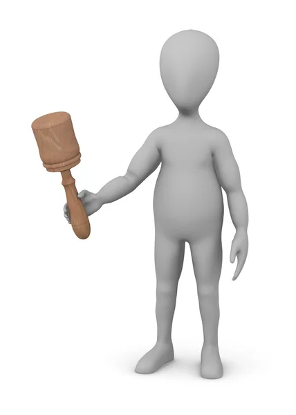 stock image 3d render of cartoon character with mallet