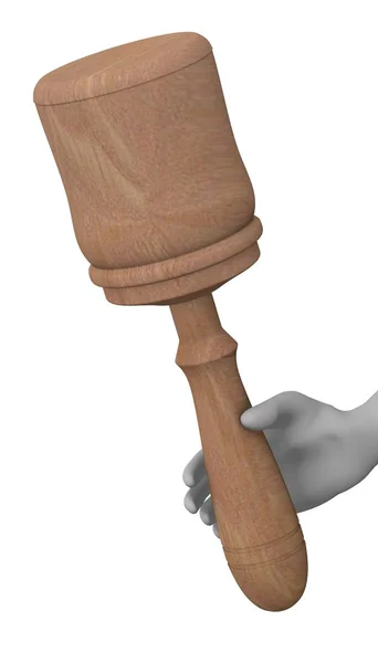 3d render of cartoon character with mallet — Stock Photo, Image