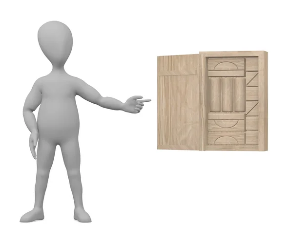 3D візуалізація мультиплікаційного персонажа з цегляною коробкою — стокове фото
