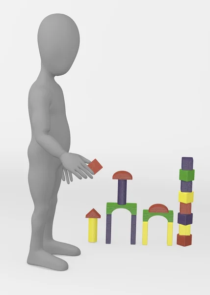 3D καθιστούν κινούμενα σχέδια χαρακτήρα με brickbox — Φωτογραφία Αρχείου