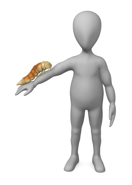 3D renderowania postać z kreskówek z robakiem — Zdjęcie stockowe
