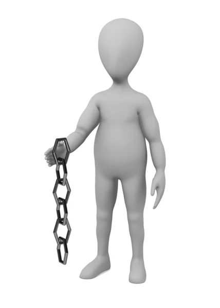 3d render of cartoon character with chain — Stock Photo, Image
