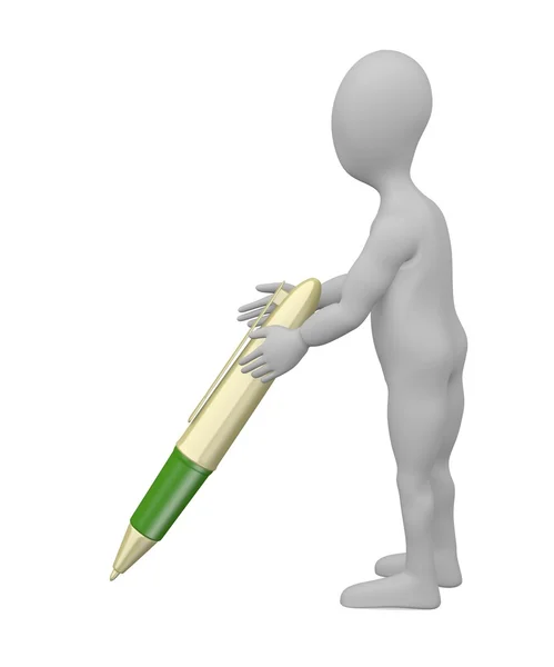 3d render of cartoon character with luxury pen — Stock Photo, Image