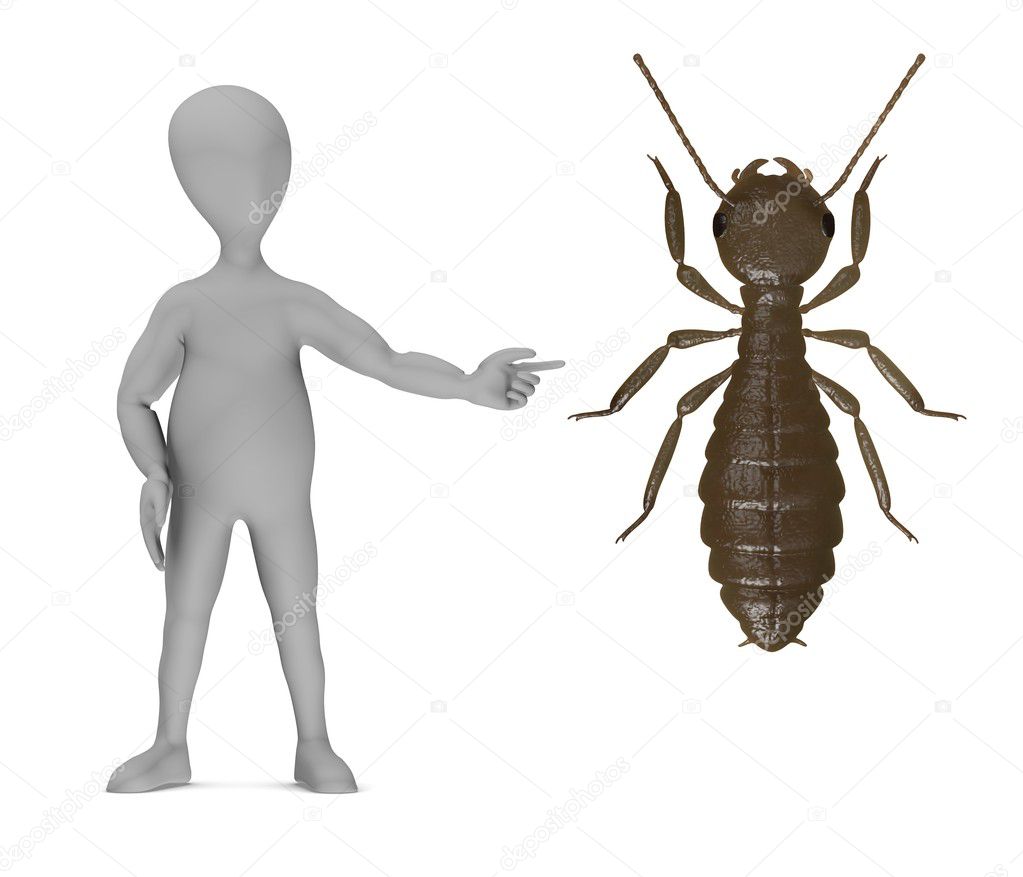 3d render of cartoon character with termite