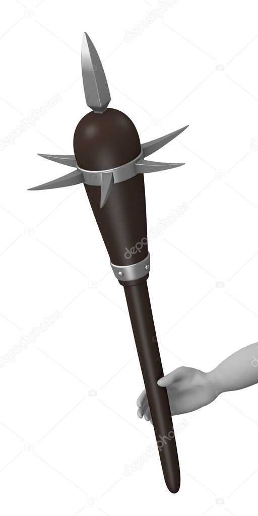 3d render of cartoon character with spiked club