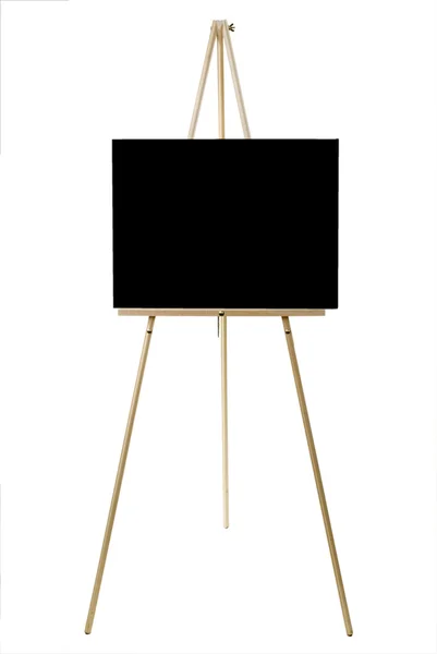 Blank black canvas on an easel — Stock Photo, Image