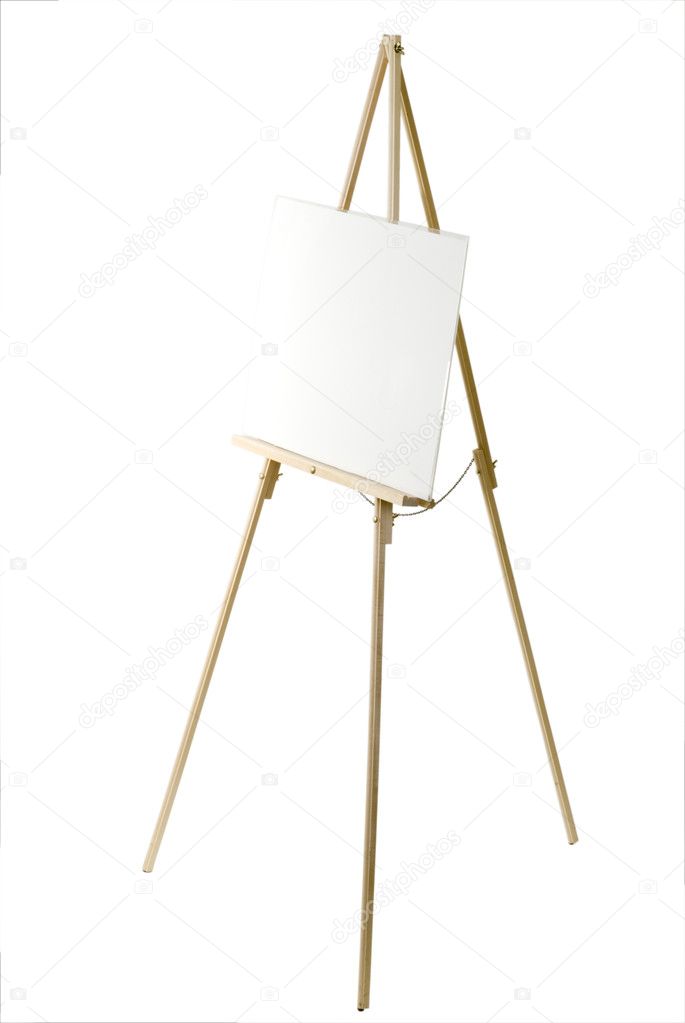 Blank white canvas on an easel