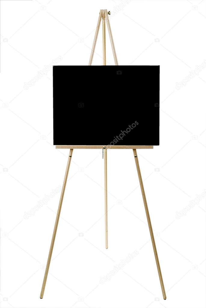 Blank black canvas on an easel
