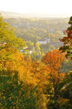 Autumn yellow trees on Frauenberg in Fulda, Hessen, Germany clipart