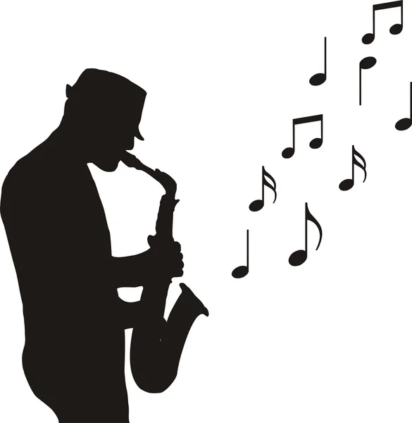 Saxofonista dibujante — Vector de stock