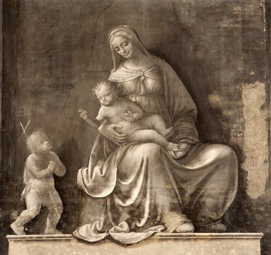 Milan - fresk Meryem Ana - tek renkli madonna dan san marco Kilisesi