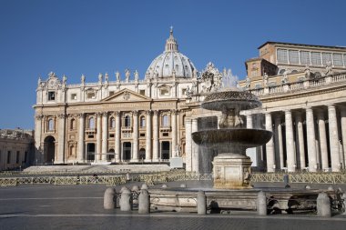 Rome st. Peter s basilica and colonnade with the fountain by Carlo Maderno 1612 clipart