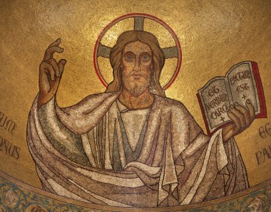 Paris - mosaic of Jesus from Saint-Pierre de Montrouge church clipart