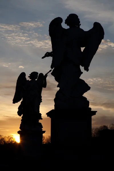 Silhouette of angels from Rome - Angels bridge — Stock Photo, Image