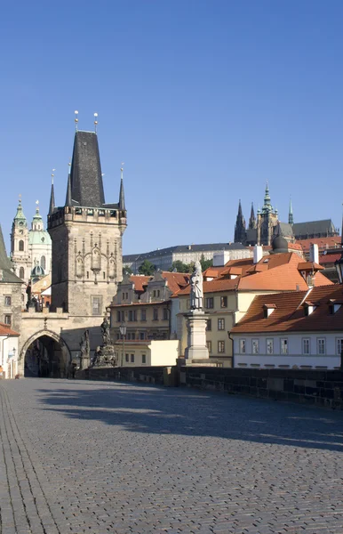 Prague - look from Charles bridge in morning — Stock Photo, Image