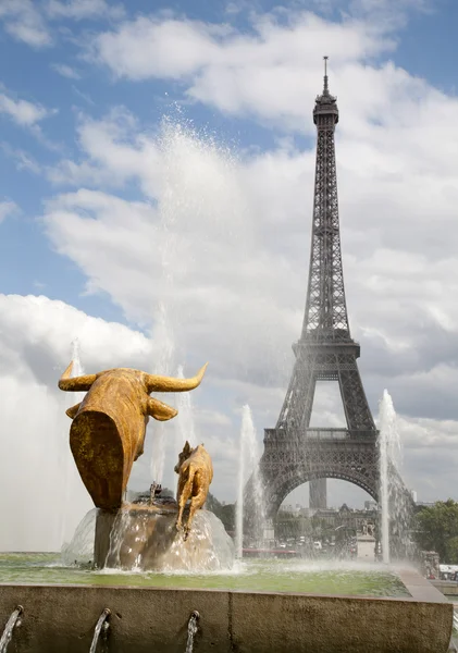 Париж - Эйфелева башня из фонтана Трокадеро — стоковое фото