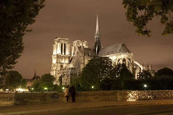 Paris - Notre Dame cathedral at night — Stock Photo, Image