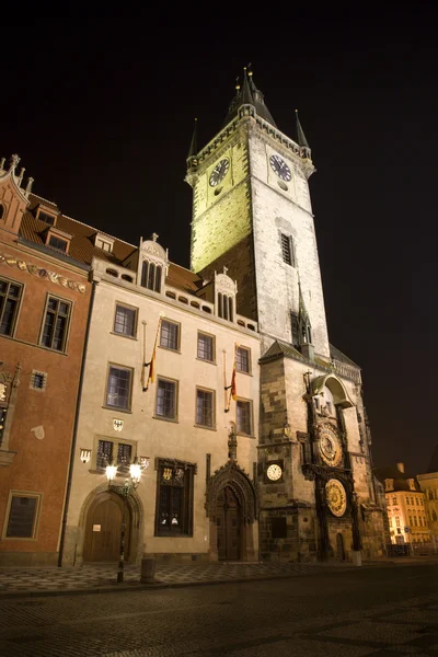 Prague - town-hall in the night — Stock Photo, Image