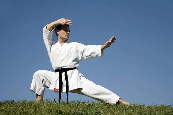 Каратэ тренировки в кимоно - ката — стоковое фото