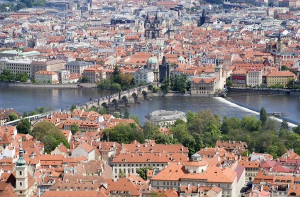Prague - outlook from Petrin to Charles bridge — Stock Photo, Image