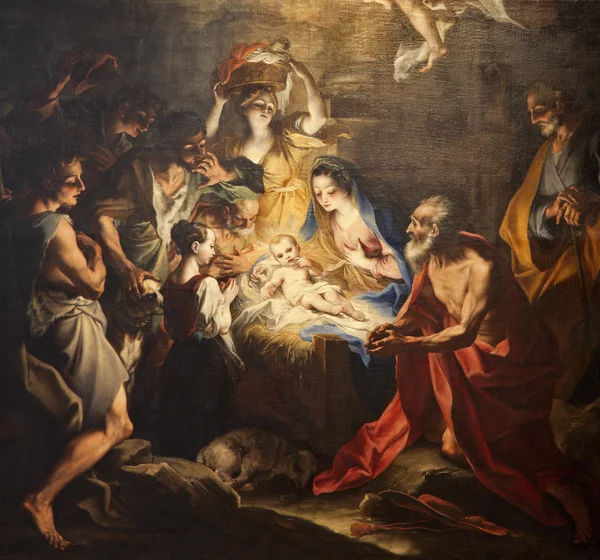 Födelse av jesus - måla från Milano kyrka — Stockfoto