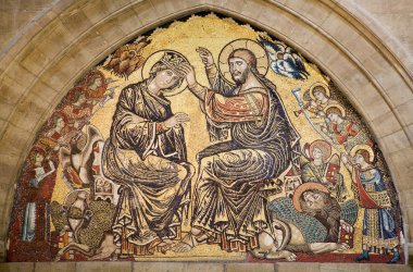 İsa Mesih ve taç giyme töreni Kutsal Meryem - mozaik Floransa Katedrali'nin santa maria del fiore - iç