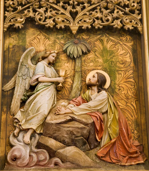 拉迪斯拉发-哥特式祭坛从圣马丁斯教堂-geshemane 花园中耶稣的细节 — 图库照片