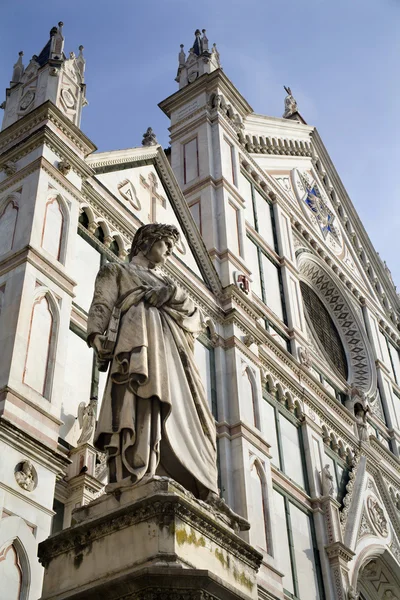 Florence - Dante Allighieri by cathedral Santa Croce — Stock Photo, Image