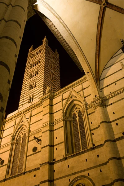 Сиена - собор Санта Мария Ассунта ночью — стоковое фото