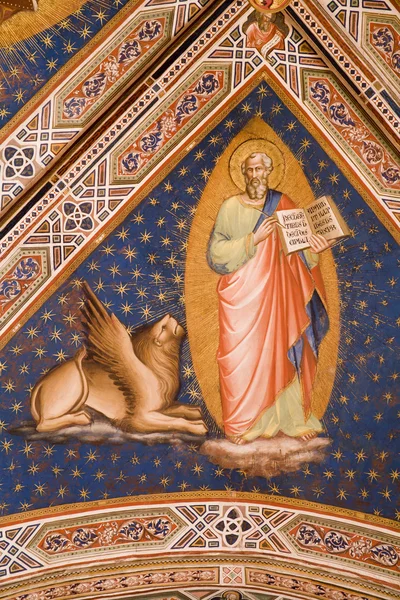 Fresco uit florence kerk - san miniato al monte - st. mark de evangelist — Stockfoto