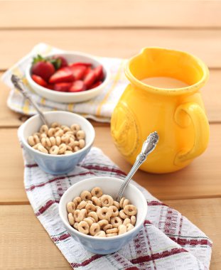 Cereal with milk and strawberry clipart