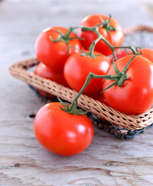 Oddział świeżych pomidorów w koszyku — Zdjęcie stockowe