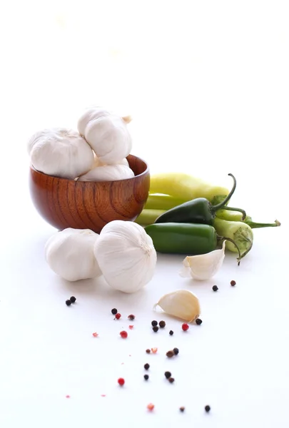 Garlic and peper — Stock Photo, Image