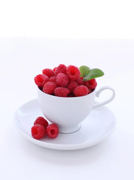 stock image Raspberries in a white cup