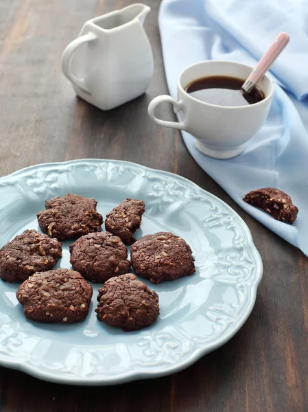 Chocolate cookies with coconut — Stock Photo, Image
