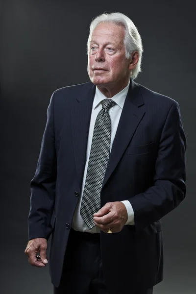 Senior business man wearing dark blue suit and tie. — Stock Photo, Image