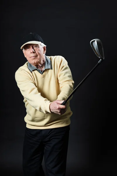 Studiový Portrét muže, senior golf. — Stock fotografie