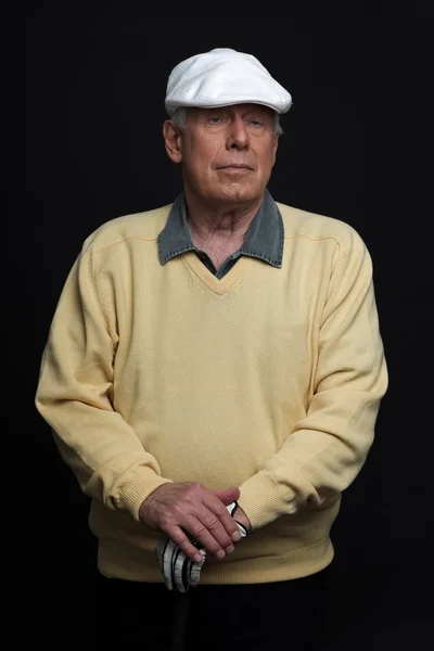 Studio portrait of senior golf man. — Stock Photo, Image