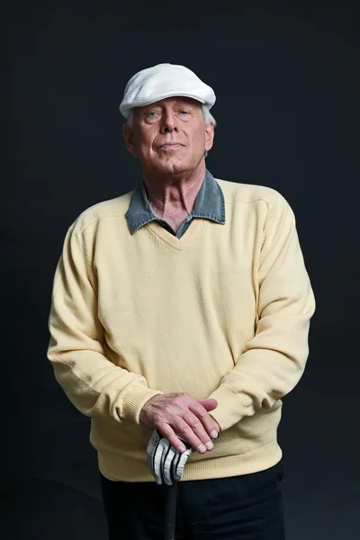Studio portrait of senior golf man. — Stock Photo, Image