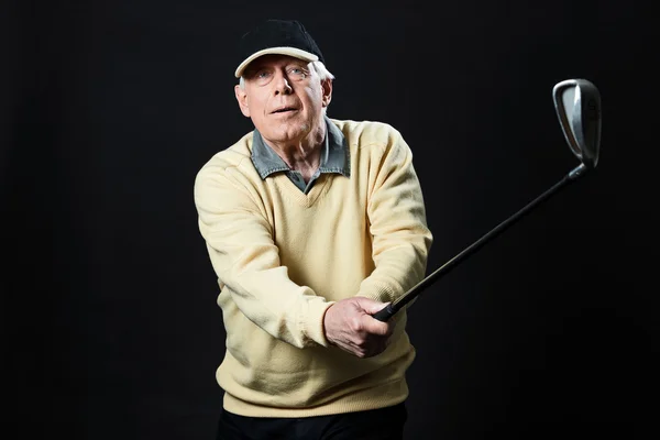 Studiový Portrét muže, senior golf. — Stock fotografie